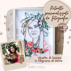 Ritratto Laurea Personalizzato in primo piano da fotografia in filigrana di carta quilling, regalo speciale per laurea