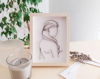 Woman paper quilling art, 3D Paper Art, Unique paper Art, Art Illustrativo, Framed Wall Art, Art Quilling