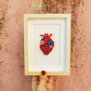 Heart Quilling Framed Wall Art, 3D Paper Art, Heart wall Art, Doctor Illustration, Heart Wall Decor, Minimal Heart Art