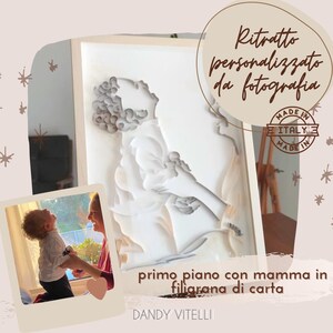 Ritratto personalizzato con mamma in filigrana di carta quilling, arte da fotografia, festa della mamma, regalo compleanno mamma