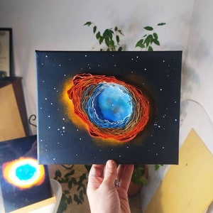 Tela Nebulosa Anello M57, Quadro Dipinto a Mano, Dipinto su Tela, Quilling Art 3D, Cielo Stellato,Idea regalo per lui/lei ,San Valentino