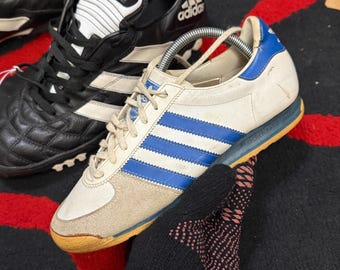Vintage Adidas Dragon Sneakers: White Leather, Blue Stripes, US Size 5 -  Etsy