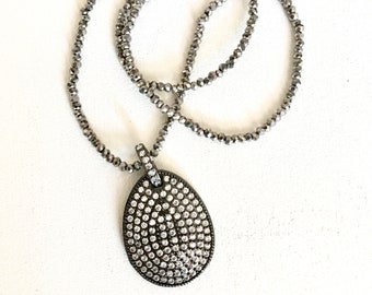 Small Beads collar necklace crystal beads teardrop collar charm collar necklace Silver charm collar necklace glam collar necklace