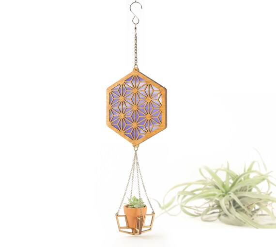 Asanoha Stained Glass Plant Hanger Etsy