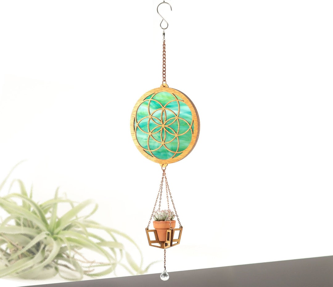 Seed of Life Stained Glass Plant Hanger Etsy