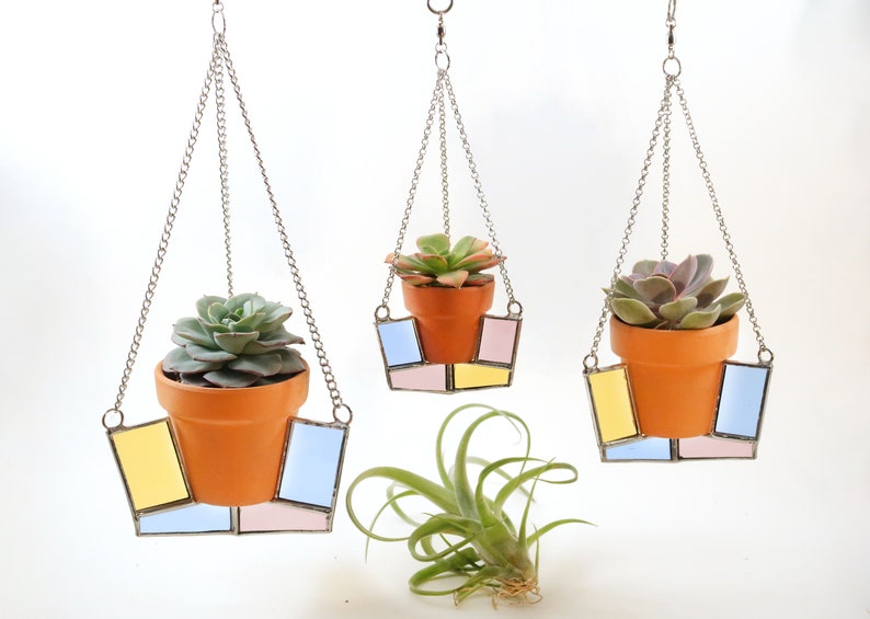 Pastels Spinning Stained Glass Plant Hanger Etsy