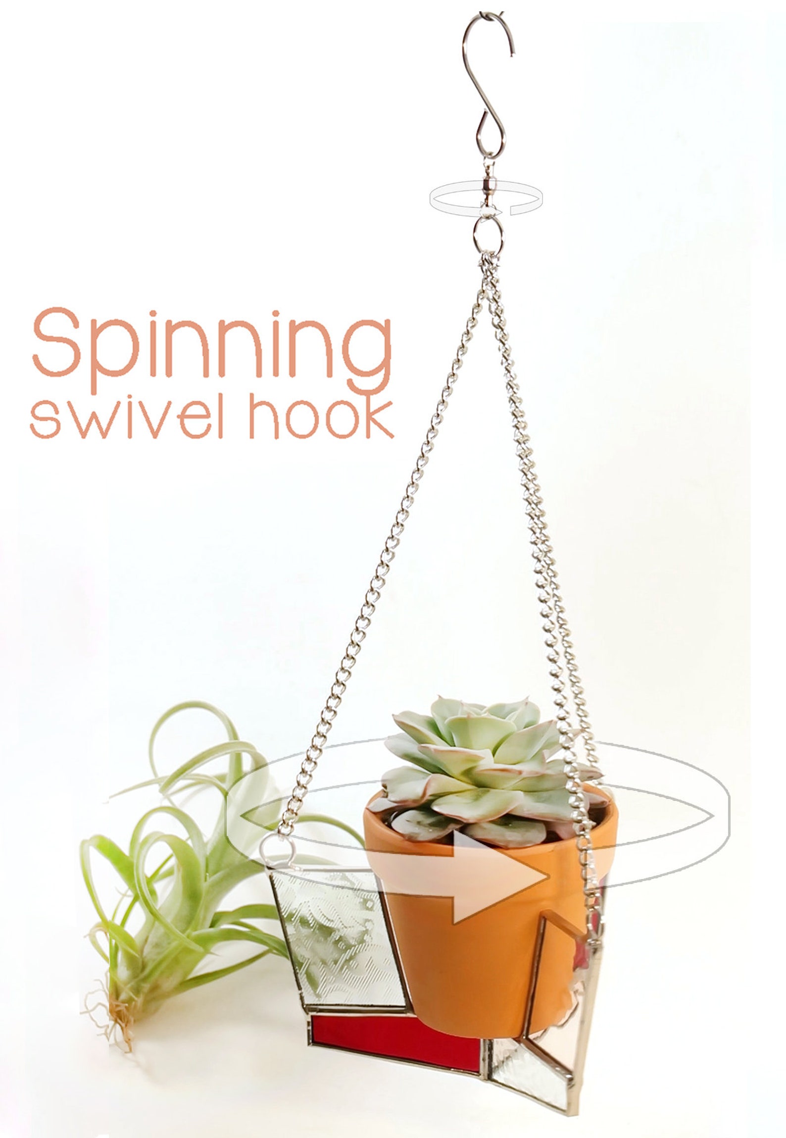 Two Tier Red Stained Glass Plant Hanger Etsy