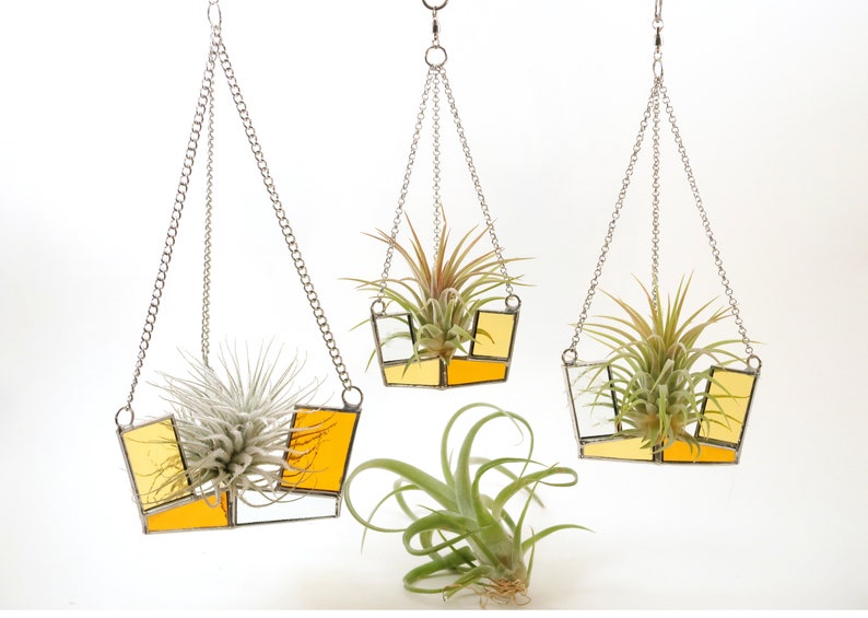 Amber Spinning Stained Glass Plant Hanger Etsy