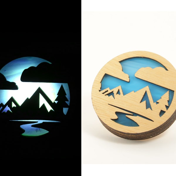 Mountain Range Stained Glass Night Light | Auto Darkness Sensing LED