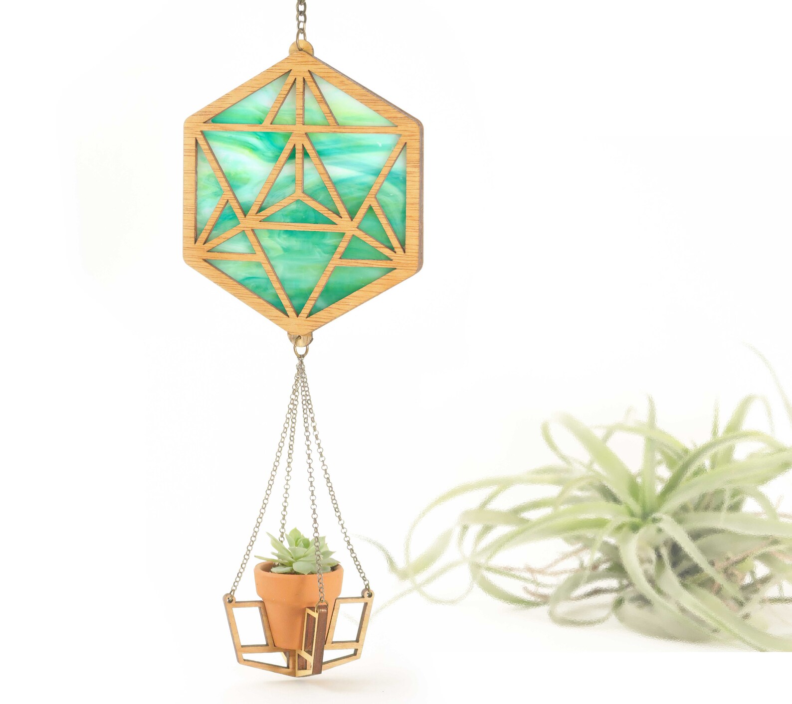Merkaba Stained Glass Plant Hanger Etsy