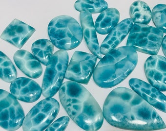 Rare Quality Larimar Cabochon Lot, AAA Quality Mix Shape Designer Blue Larimar Gemstone Wholesale Lot, Natural Dominican Larimar  Gemstone