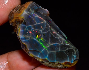 Welo Fire Opal Rough: Ethiopian Crystal Gemstone Specimen, 49.5 ct