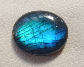 Size 32*20*8mm 42Cts AAA Quality Labradorite Cabochon Jewellery Gemstone Full Blue Flashy Oval Shape Blue Labradorite Loose Gemstone