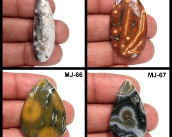Hand Polished pendant making supply #GP5616 32 mm Round Natural Ocean Jasper loose Cabochon Gemstone