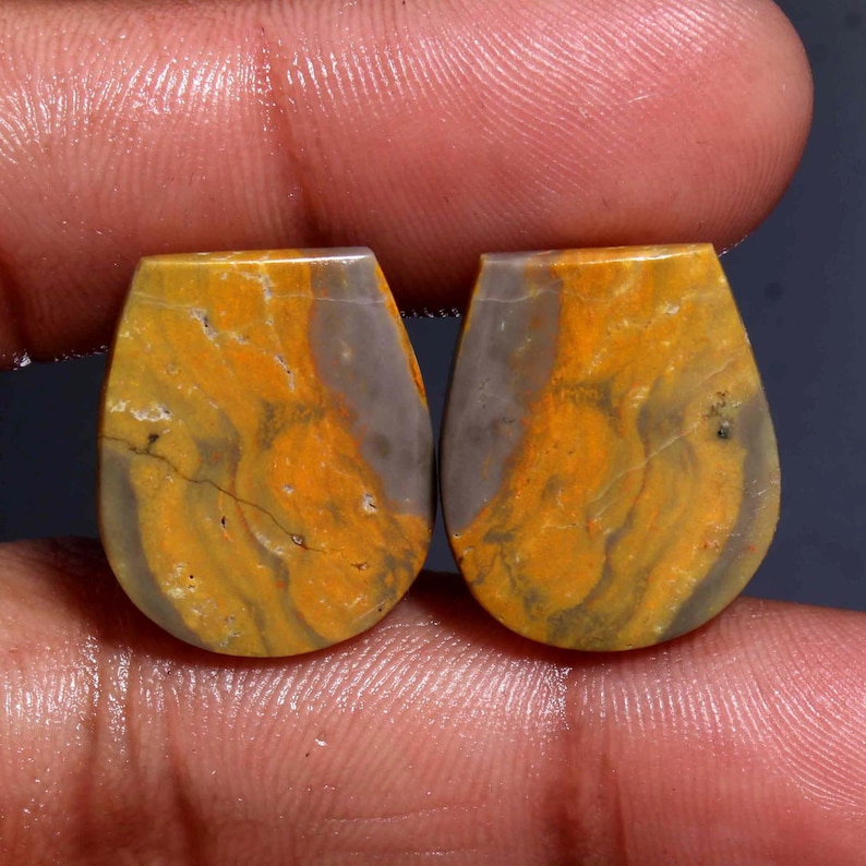 Beautiful Matching Pair AAA Quality Bumble Bee Jasper Cabochon Bumble Bee Jasper Loose Gemstone DIY Jewelry Making Stone Earrings Pair