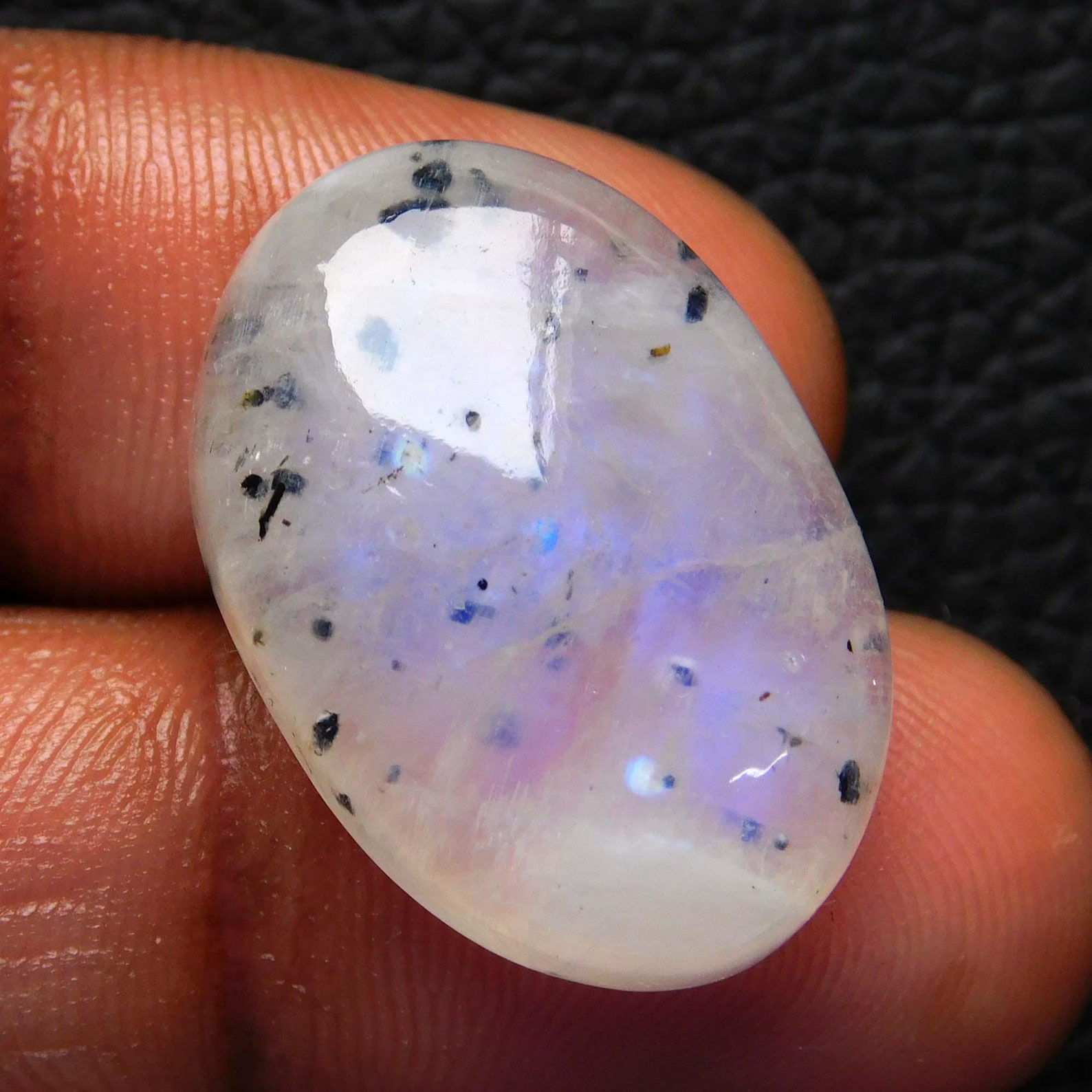 Rainbow Moonstone Cabochon With Black Tourmaline 100 Natural Etsy