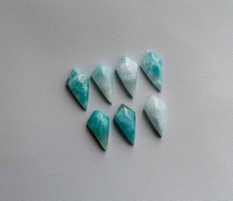 Natural Dominican Larimar Gemstone 1Pair 10*19mm Larimar Cabochon Calibrated Size Larimar Fancy Kite Shape Designer Larimar Gemstone