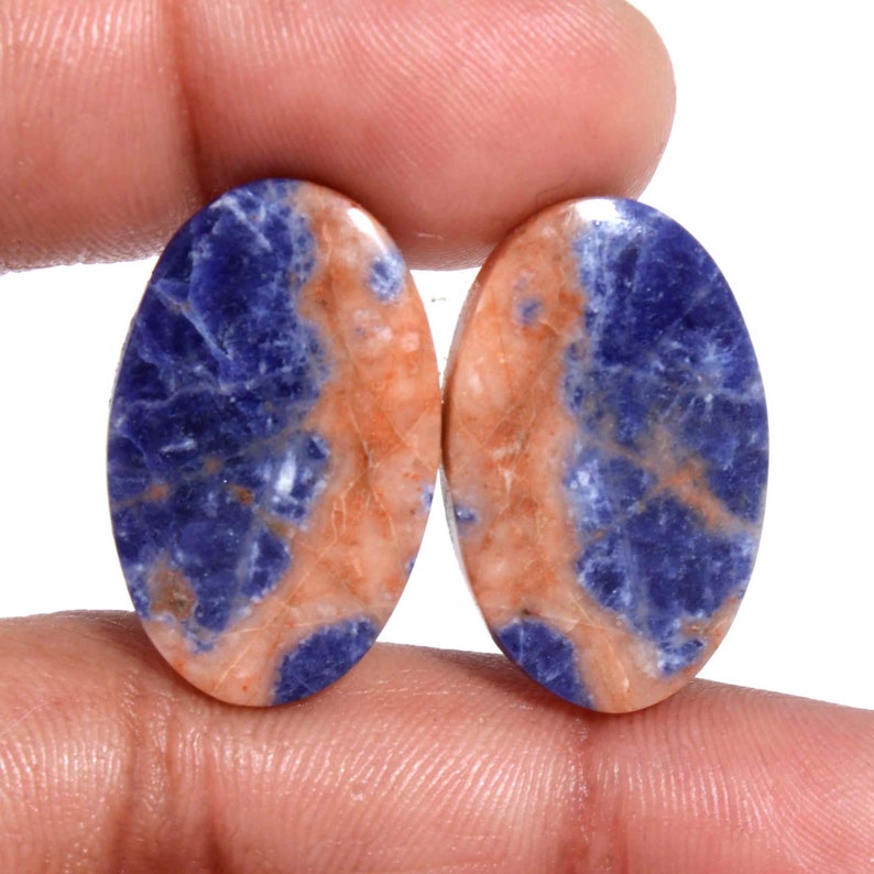 Beautiful Matching Sodalite Cabochon Pair Healing Crystal DIY Jewelry Making Stone Earrings Pair AAA Quality Blue Sodalite Gemstone Pair