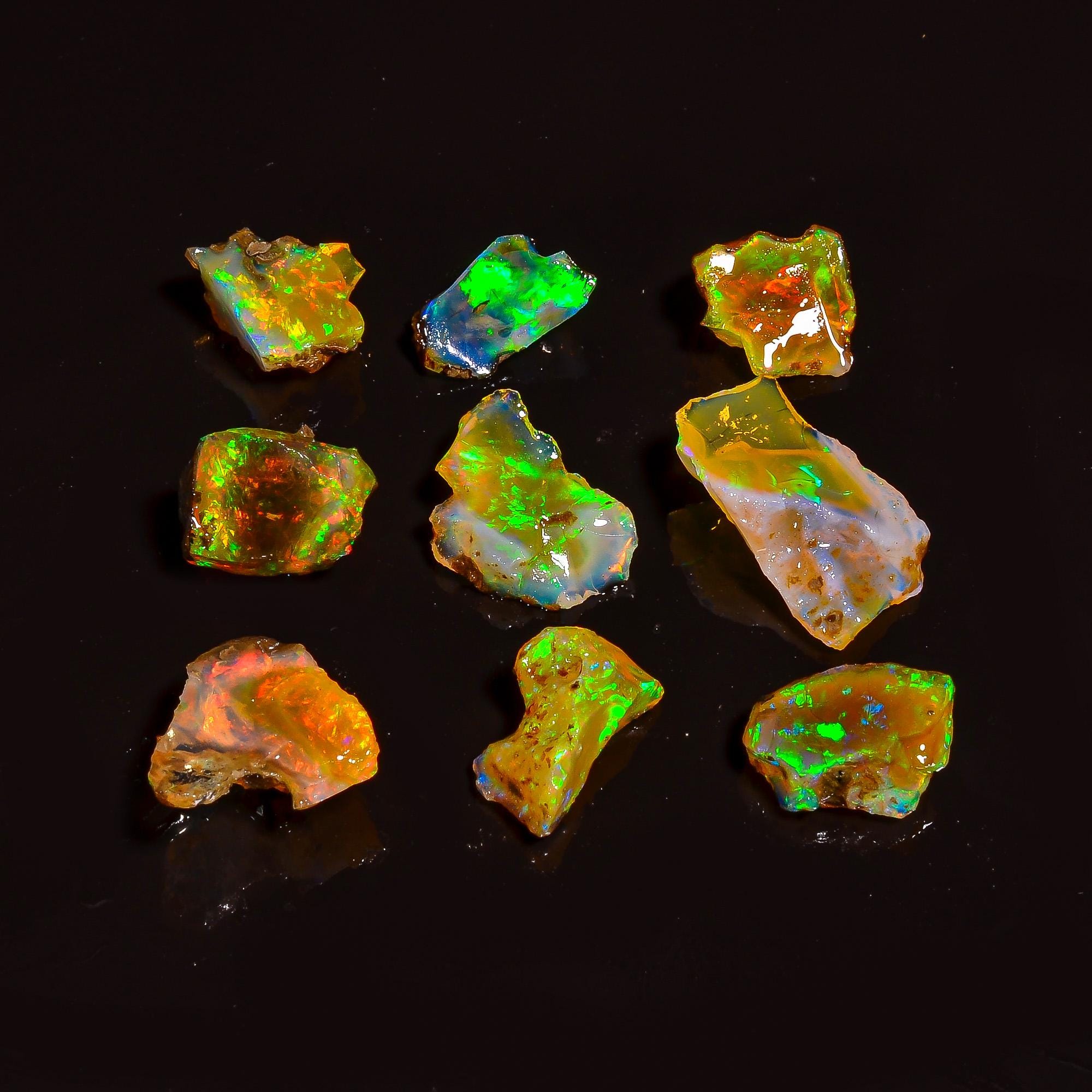 Ethiopian Welo Opal Rough Lot: Flashy Fire Crystal Specimens, 170 Ct