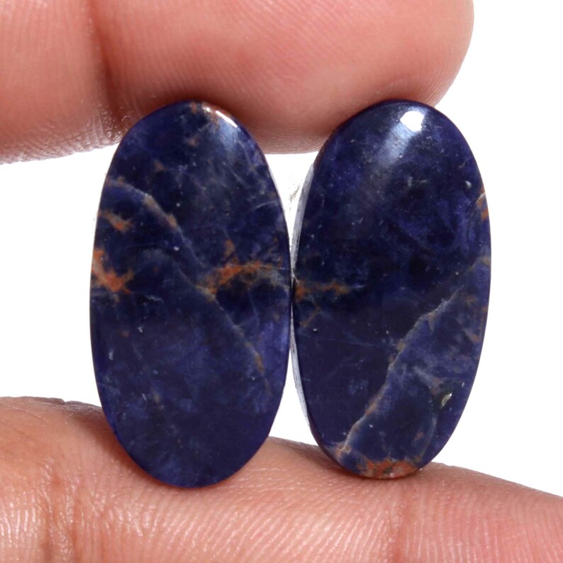 Beautiful Matching Sodalite Cabochon Pair Healing Crystal DIY Jewelry Making Stone Earrings Pair AAA Quality Blue Sodalite Gemstone Pair