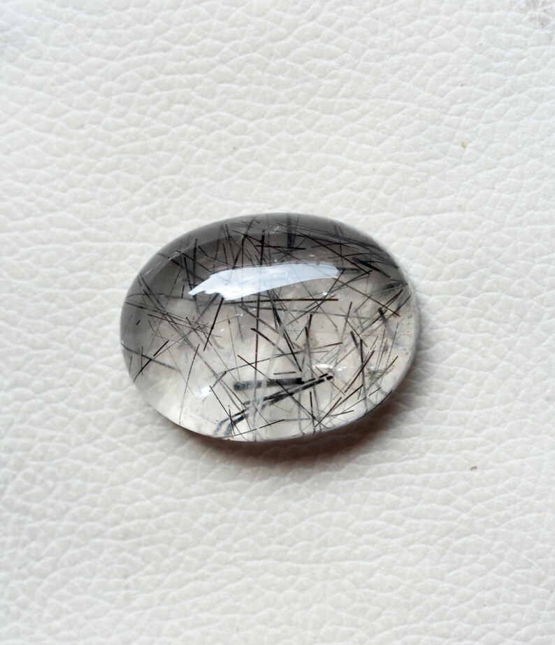 Rutilated Quartz Gemstone Big Oval Shape 35*26*12mm 94Cts Black Rutile Quartz Cabochon 100/% Natural Black Tourmalinated Rutile Quartz