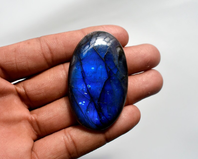 Big Size 55*33*9mm 129Cts Natural Oval Shape Blue Flashy Labradorite Gemstone AAA Quality Labradorite Cabochon Designer Cabochons