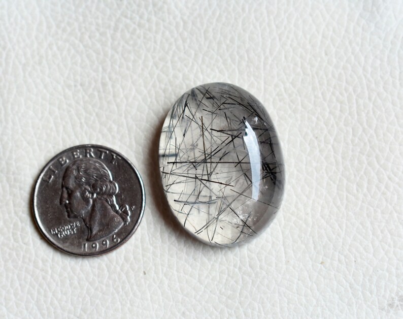 Rutilated Quartz Gemstone Big Oval Shape 35*26*12mm 94Cts Black Rutile Quartz Cabochon 100/% Natural Black Tourmalinated Rutile Quartz
