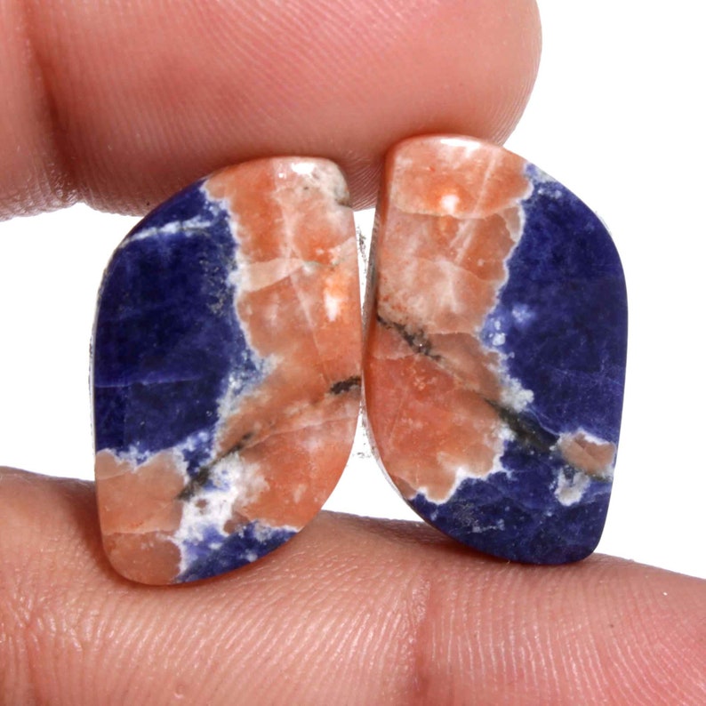 Beautiful Matching Sodalite Cabochon Pair Healing Crystal DIY Jewelry Making Stone Earrings Pair AAA Quality Blue Sodalite Gemstone Pair