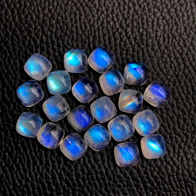Jewelry Stones 100/% Natural Cushion Shape Full Flashy Rainbow Moonstone Loose Gemstone 2 Pcs 8mm AAA++ Quality Rainbow Moonstone Cabochon