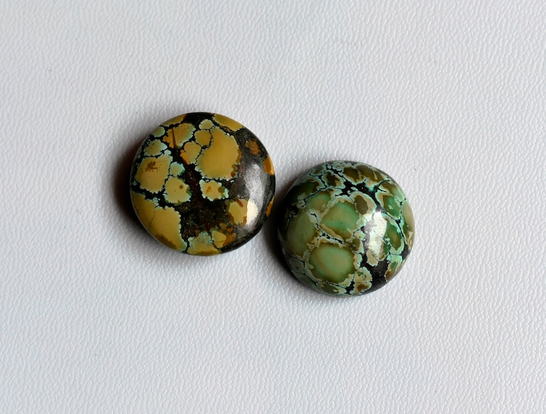 78Cts Matrix Turquoise 2 Pcs Beautiful AAA Tibetan Turquoise Cabochon 100/% Natural Round Shape Spider Web Turquoise Gemstone AAA Quality