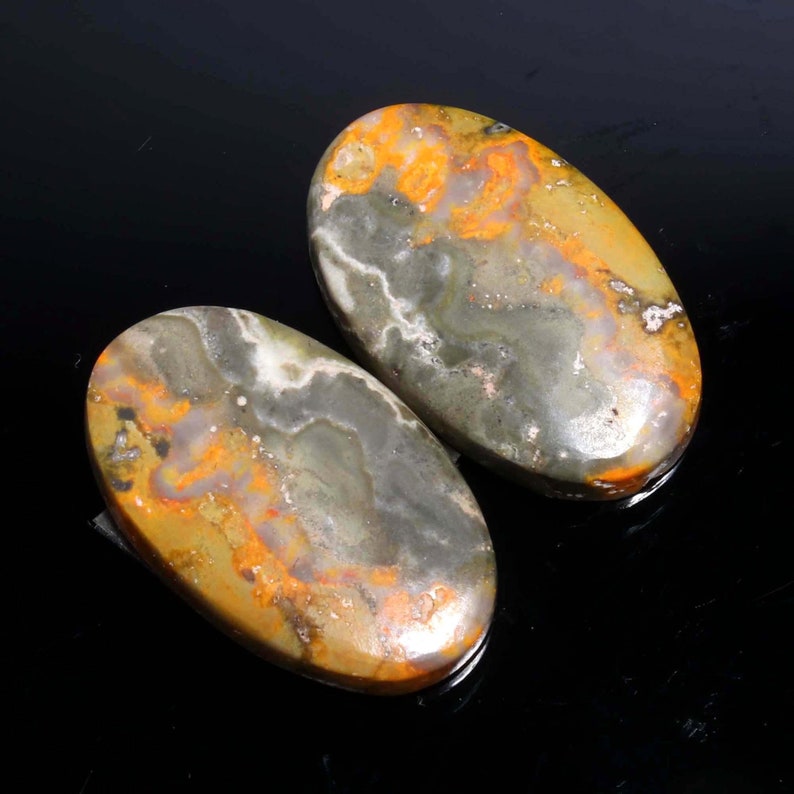 Beautiful Matching Pair AAA Quality Bumble Bee Jasper Cabochon Bumble Bee Jasper Loose Gemstone DIY Jewelry Making Stone Earrings Pair