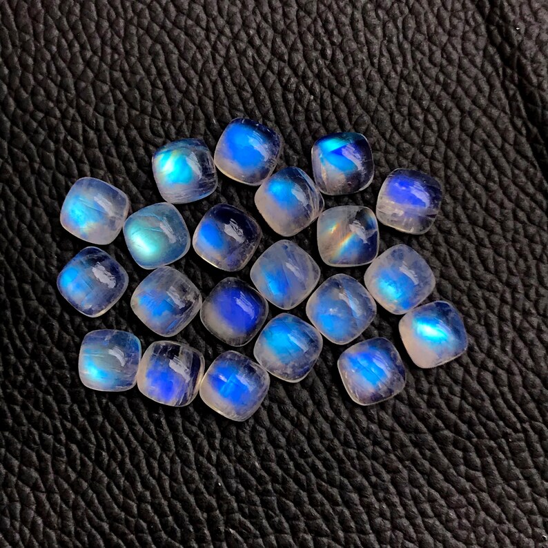 Jewelry Stones 100/% Natural Cushion Shape Full Flashy Rainbow Moonstone Loose Gemstone 2 Pcs 8mm AAA++ Quality Rainbow Moonstone Cabochon