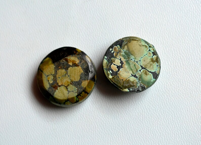 78Cts Matrix Turquoise 2 Pcs Beautiful AAA Tibetan Turquoise Cabochon 100/% Natural Round Shape Spider Web Turquoise Gemstone AAA Quality