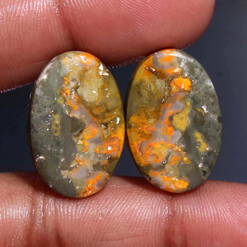 Beautiful Matching Pair AAA Quality Bumble Bee Jasper Cabochon Bumble Bee Jasper Loose Gemstone DIY Jewelry Making Stone Earrings Pair