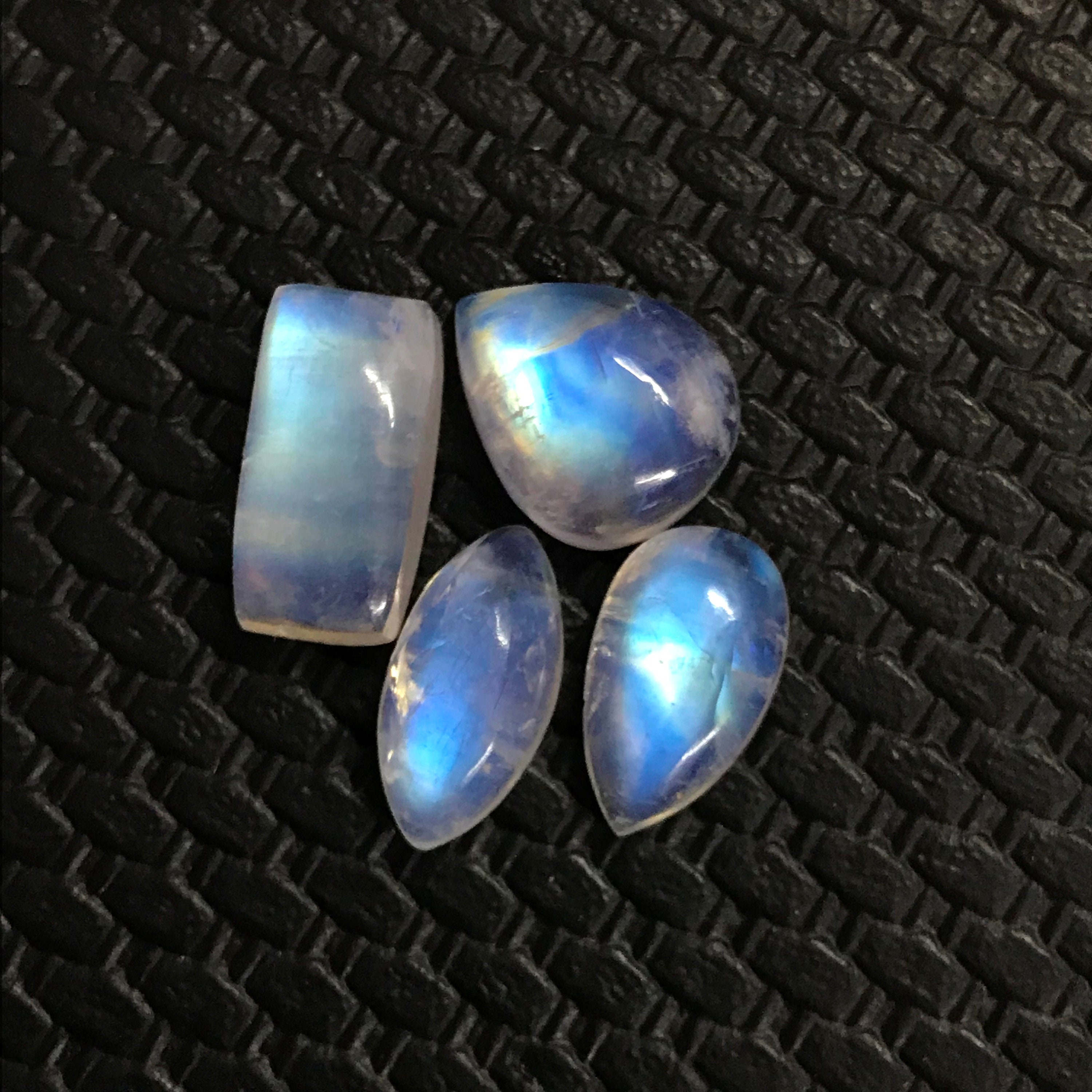 4 Pcs Top Quality Rainbow Moonstone Cabochon Natural Strong Etsy