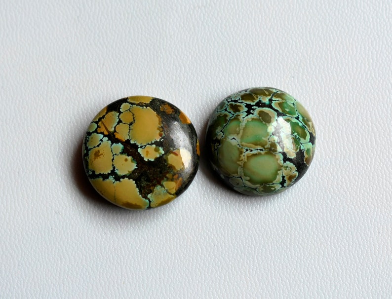 78Cts Matrix Turquoise 2 Pcs Beautiful AAA Tibetan Turquoise Cabochon 100/% Natural Round Shape Spider Web Turquoise Gemstone AAA Quality
