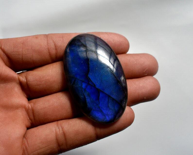 Big Size 55*33*9mm 129Cts Natural Oval Shape Blue Flashy Labradorite Gemstone AAA Quality Labradorite Cabochon Designer Cabochons