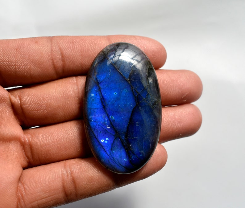 Big Size 55*33*9mm 129Cts Natural Oval Shape Blue Flashy Labradorite Gemstone AAA Quality Labradorite Cabochon Designer Cabochons