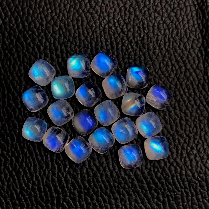 Jewelry Stones 100/% Natural Cushion Shape Full Flashy Rainbow Moonstone Loose Gemstone 2 Pcs 8mm AAA++ Quality Rainbow Moonstone Cabochon