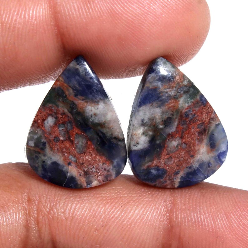 Beautiful Matching Sodalite Cabochon Pair Healing Crystal DIY Jewelry Making Stone Earrings Pair AAA Quality Blue Sodalite Gemstone Pair