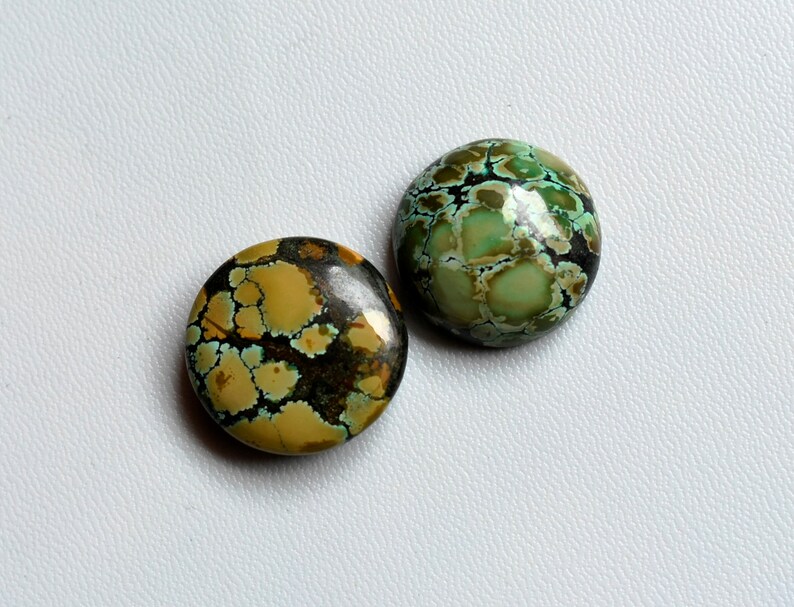 78Cts Matrix Turquoise 2 Pcs Beautiful AAA Tibetan Turquoise Cabochon 100/% Natural Round Shape Spider Web Turquoise Gemstone AAA Quality