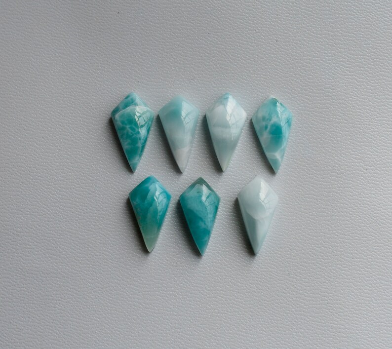 Natural Dominican Larimar Gemstone 1Pair 10*19mm Larimar Cabochon Calibrated Size Larimar Fancy Kite Shape Designer Larimar Gemstone