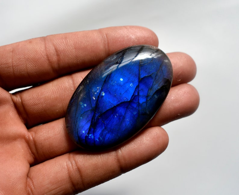 Big Size 55*33*9mm 129Cts Natural Oval Shape Blue Flashy Labradorite Gemstone AAA Quality Labradorite Cabochon Designer Cabochons