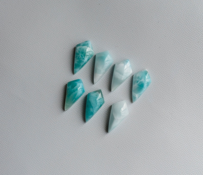 Natural Dominican Larimar Gemstone 1Pair 10*19mm Larimar Cabochon Calibrated Size Larimar Fancy Kite Shape Designer Larimar Gemstone
