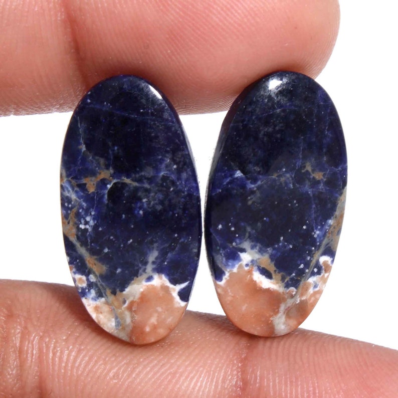 Beautiful Matching Sodalite Cabochon Pair Healing Crystal DIY Jewelry Making Stone Earrings Pair AAA Quality Blue Sodalite Gemstone Pair