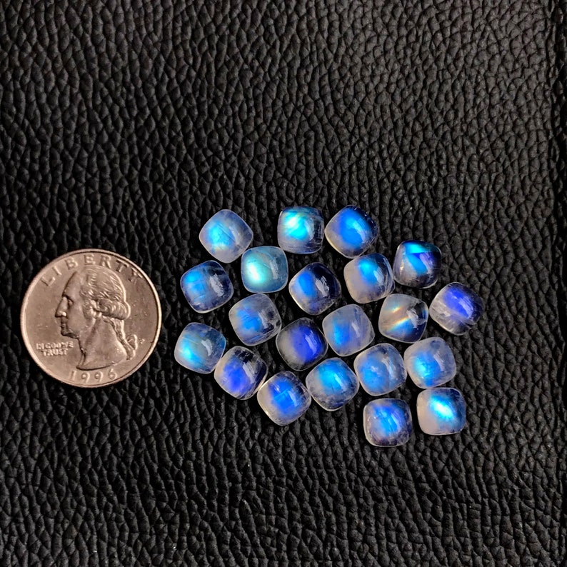 Jewelry Stones 100/% Natural Cushion Shape Full Flashy Rainbow Moonstone Loose Gemstone 2 Pcs 8mm AAA++ Quality Rainbow Moonstone Cabochon
