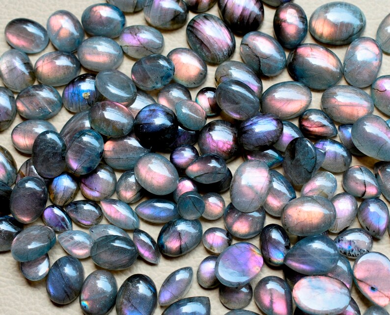 Natural Flashy Labradorite Mix Shape 8 pcs Loose Gemstone Cabochon Lot For Making Jewelry