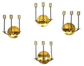Mid century hammered brass wall lamp