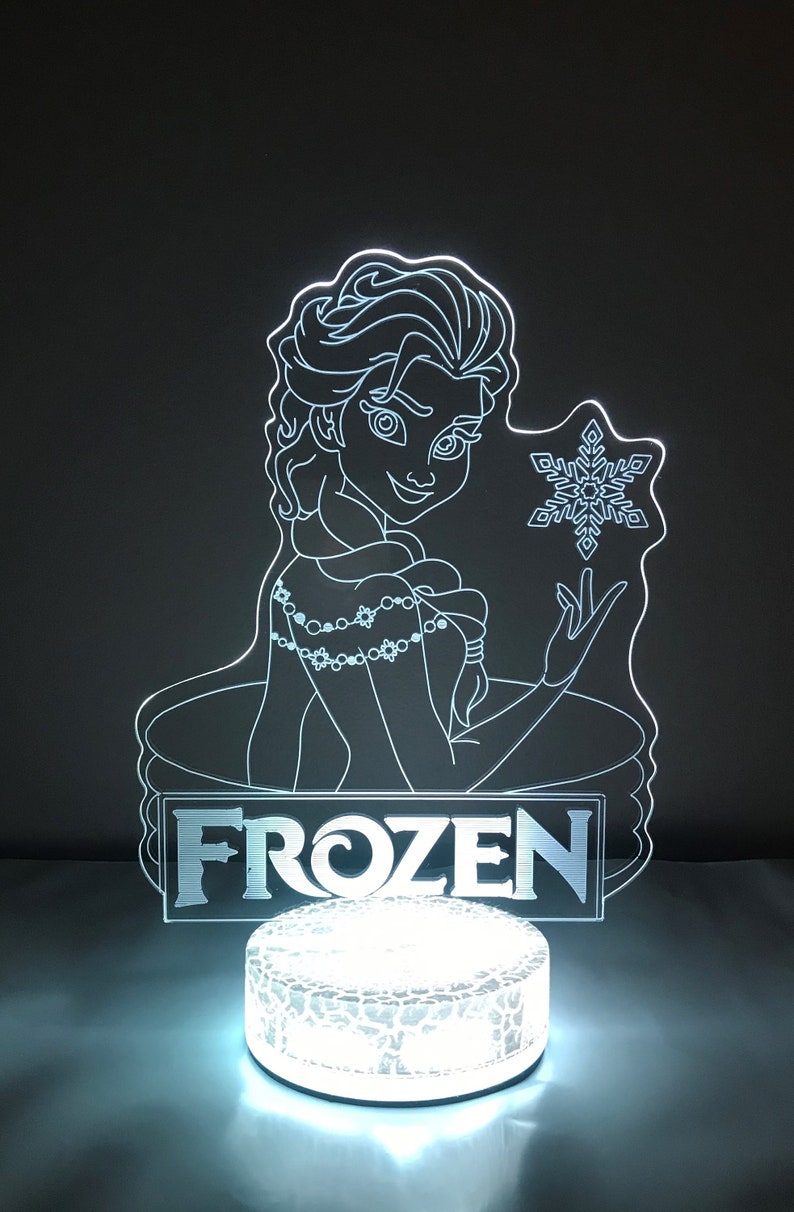 Frozen Elsa 3D Night Light Multi Color Changing Illusion Lamp Etsy