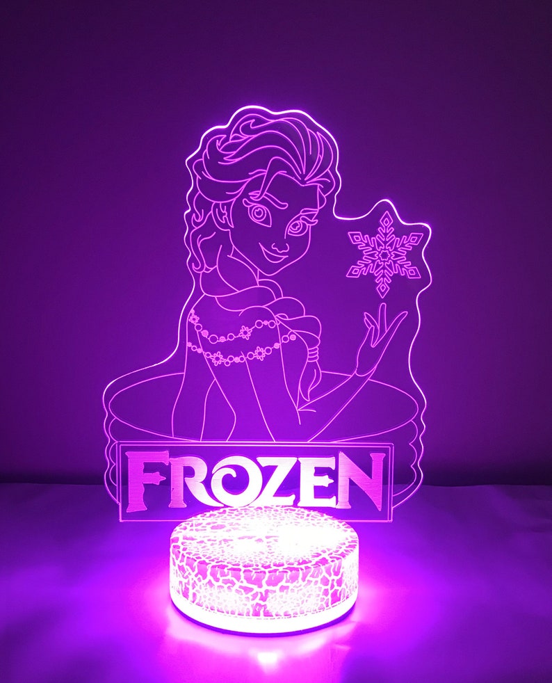 Frozen Elsa 3D Night Light Multi Color Changing Illusion Lamp Etsy